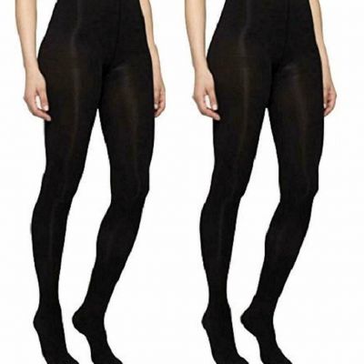 Heather Thompson Yummie 2 Pack Opaque Black Tights size Medium